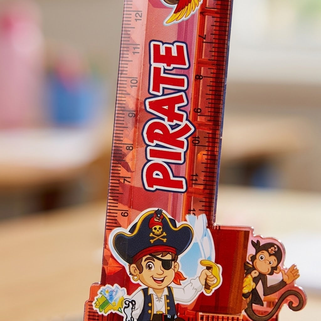 Pirate Stationery Set 4 Pieces with 15 cm Ruler - close-up