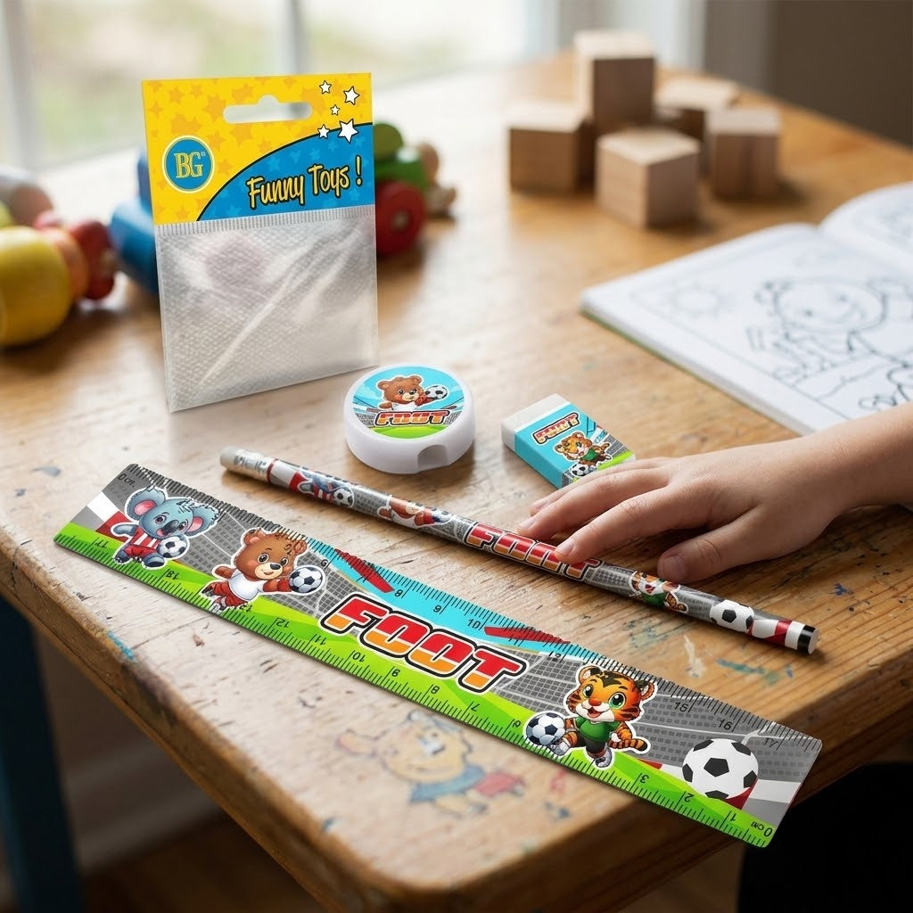 Football Stationery Set 4 Pieces with 15 cm Ruler - lifestyle photo
