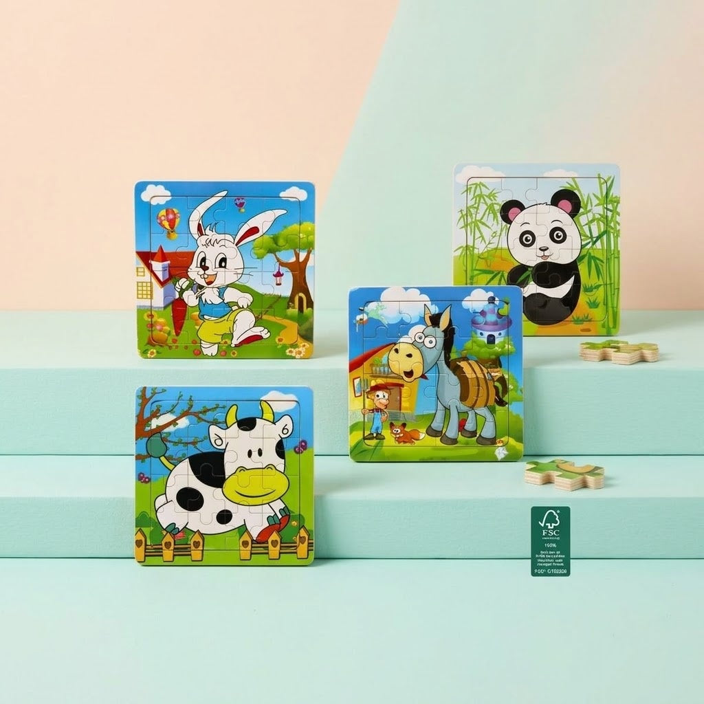 Wooden Jigsaw Puzzle 16 Pieces 15 x 15 cm - studio photo