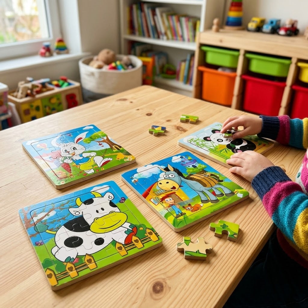 Wooden Jigsaw Puzzle 16 Pieces 15 x 15 cm - lifestyle photo