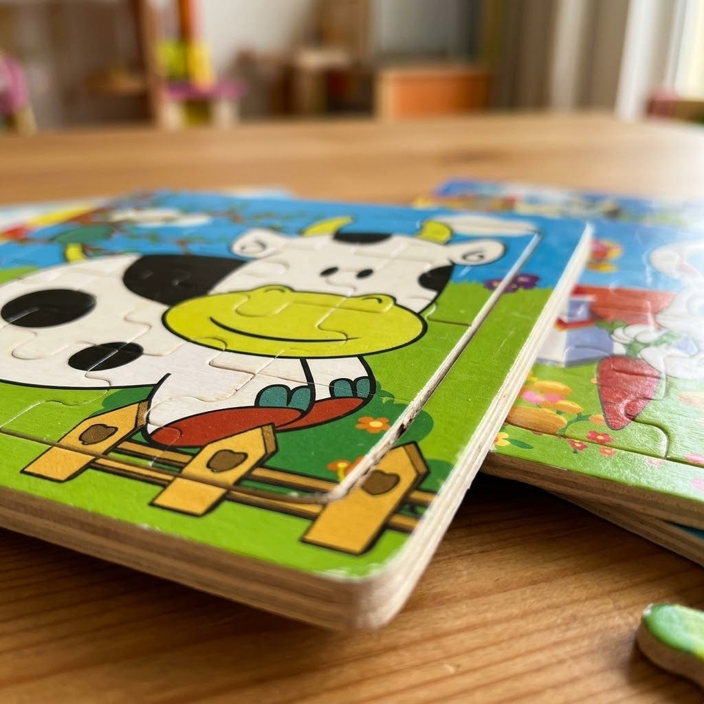 Wooden Jigsaw Puzzle 16 Pieces 15 x 15 cm - close-up