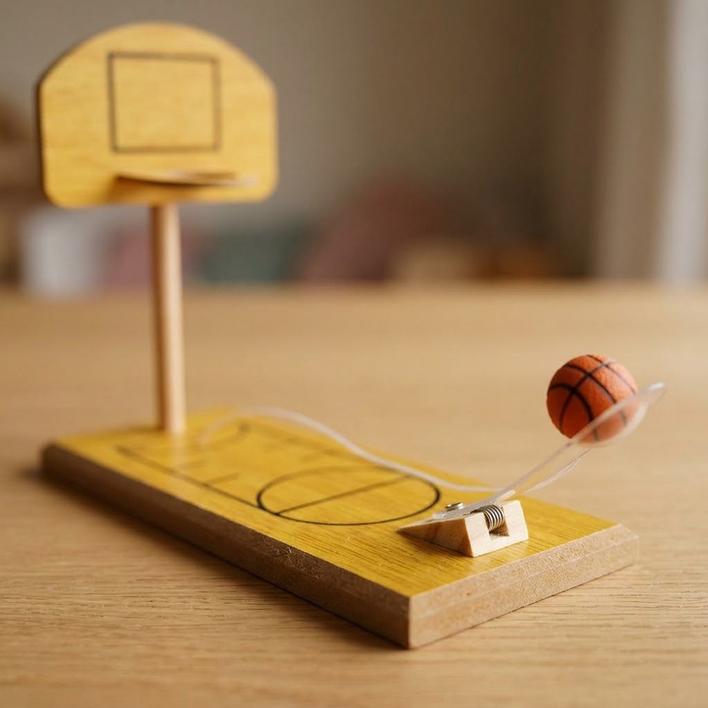 Wooden Basketball Game Tabletop Shooting Game - close-up