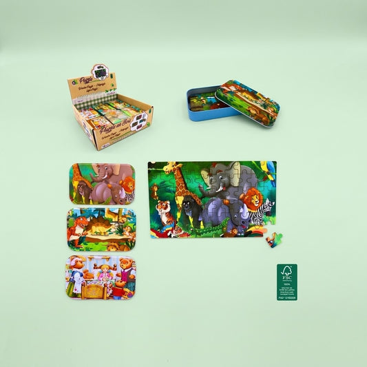Jigsaw Puzzle 60 Pieces in Metal Tin 14 x 22 cm - studio photo