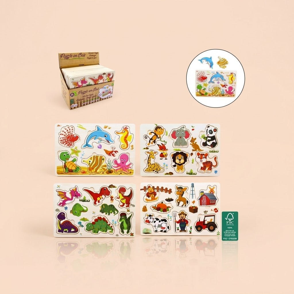 Wooden Toddler Jigsaw Puzzle 6–7 Pieces 15 x 22.5 cm - studio photo