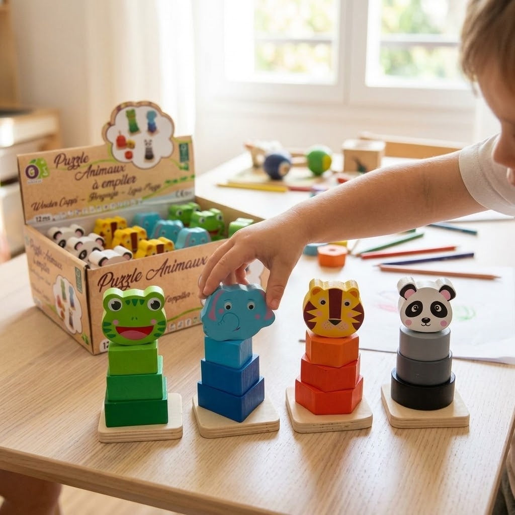 Wooden Stacking Animal Puzzle Toddler Toy - lifestyle photo