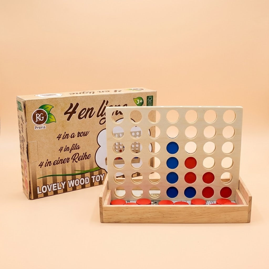Wooden Connect 4 Game Four in a Row - studio photo