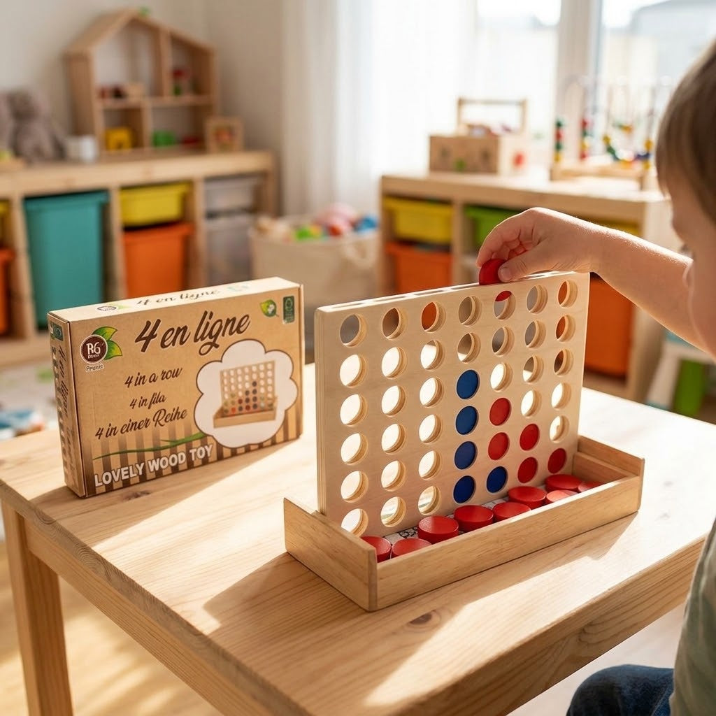Wooden Connect 4 Game Four in a Row - lifestyle photo