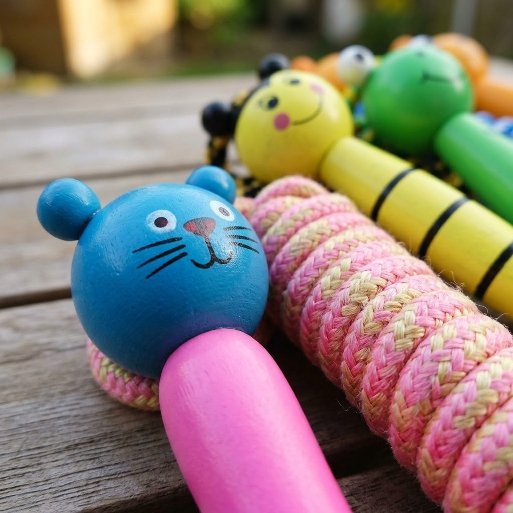 Wooden Animal Skipping Rope Outdoor Toy - close-up