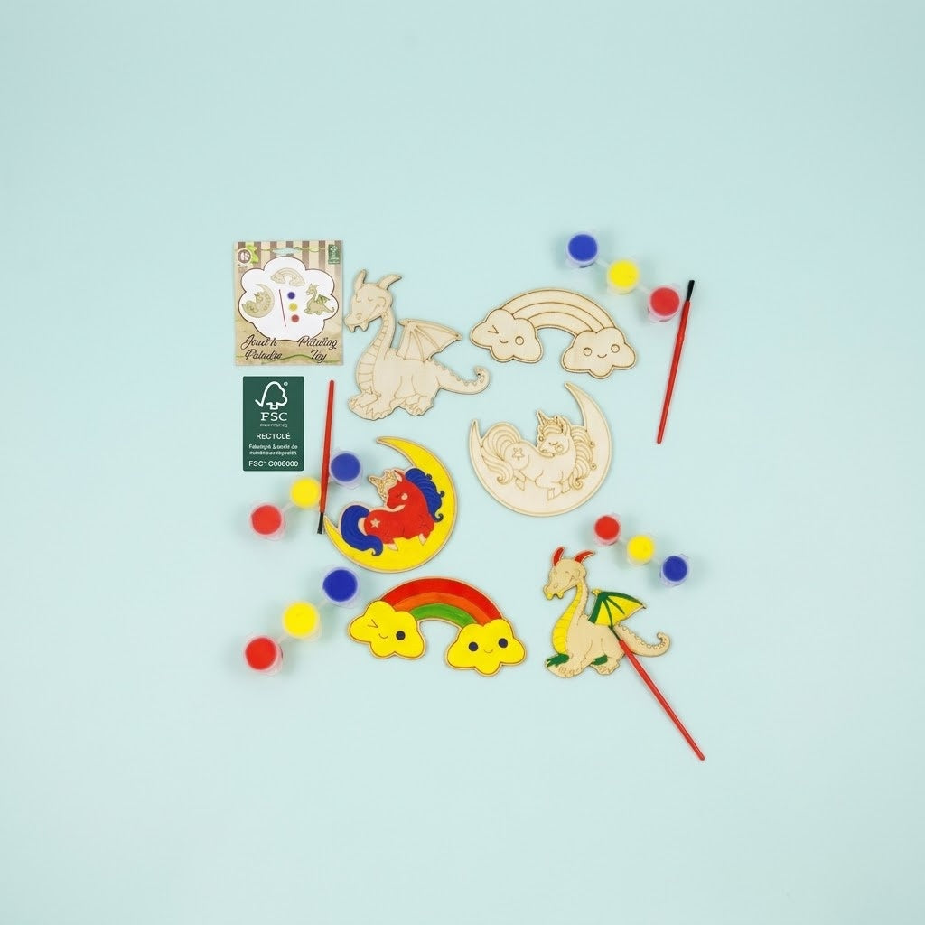 Paint Your Own Wooden Figure Kit with Paints & Brush - studio photo
