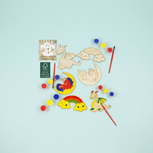 Paint Your Own Wooden Figure Kit with Paints & Brush - studio photo
