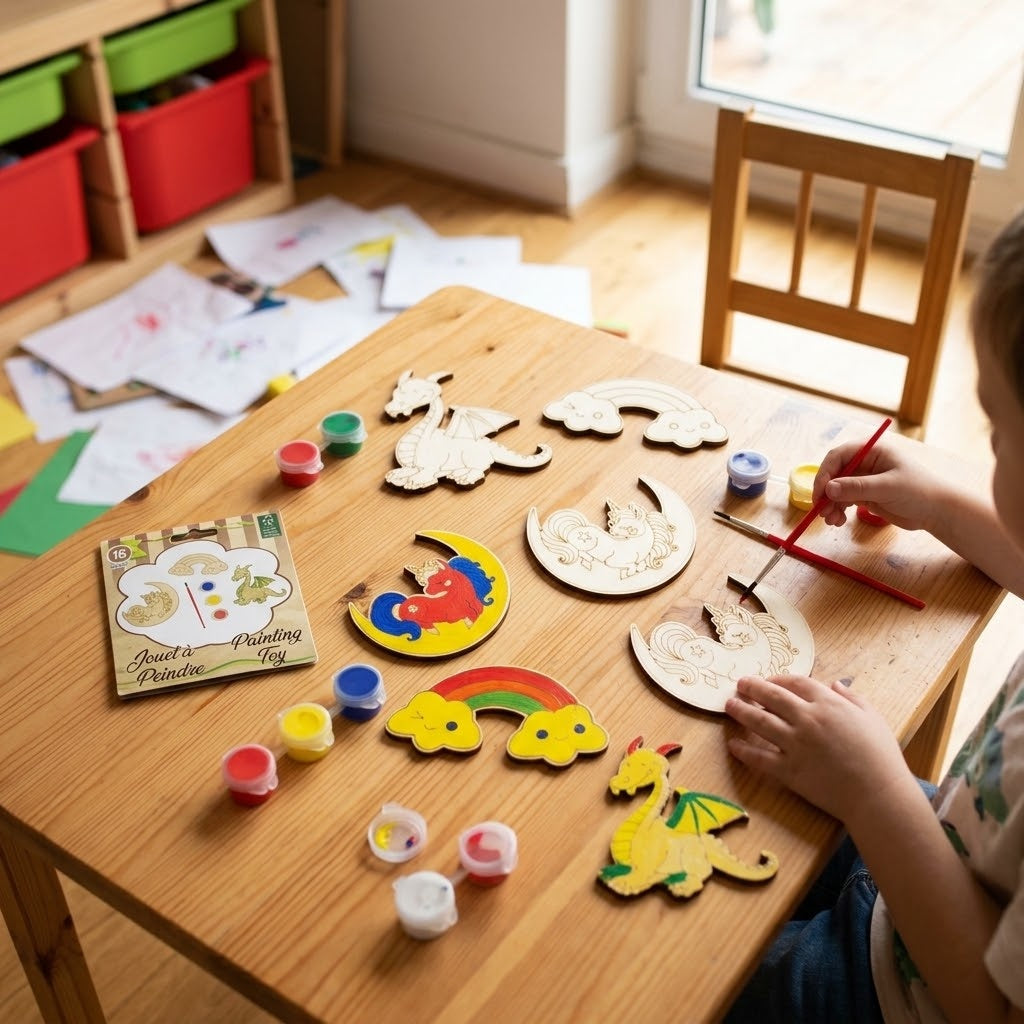 Paint Your Own Wooden Figure Kit with Paints & Brush - lifestyle photo