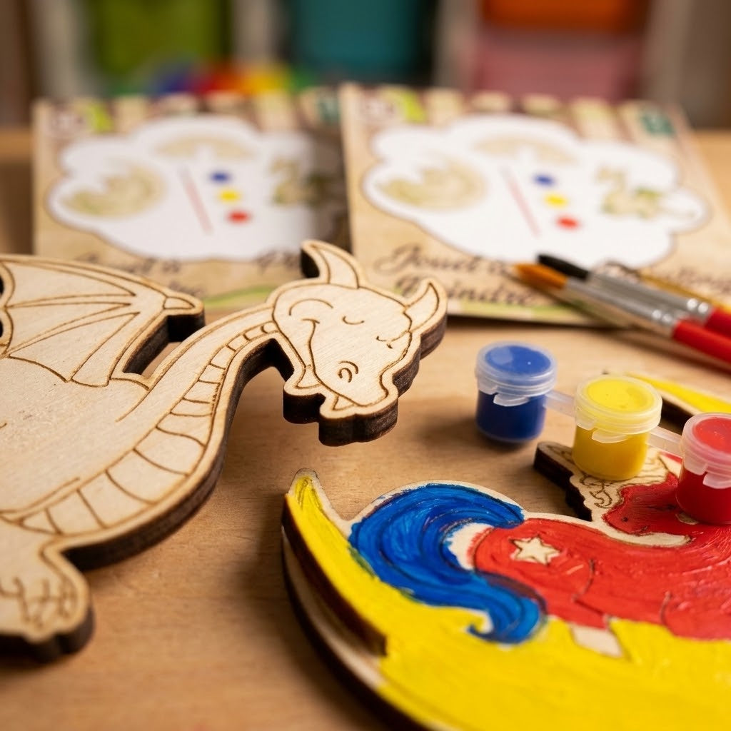 Paint Your Own Wooden Figure Kit with Paints & Brush - close-up