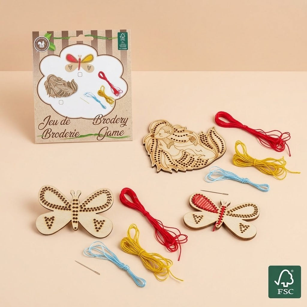 Wooden Embroidery Kit 12 cm Kids Craft Set - studio photo