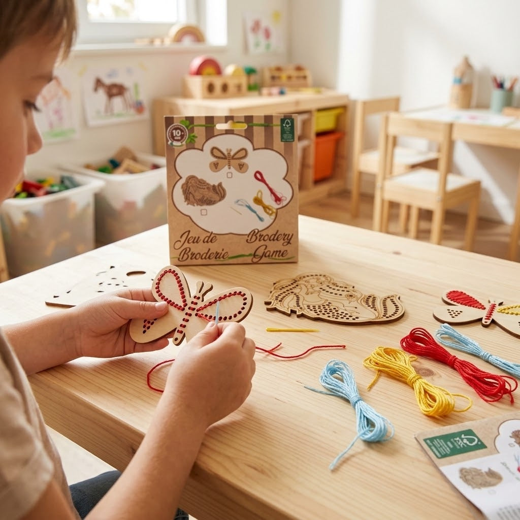 Wooden Embroidery Kit 12 cm Kids Craft Set - lifestyle photo