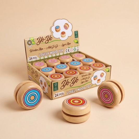 Wooden Yo-Yo Classic Retro Skill Toy 5 cm - studio photo