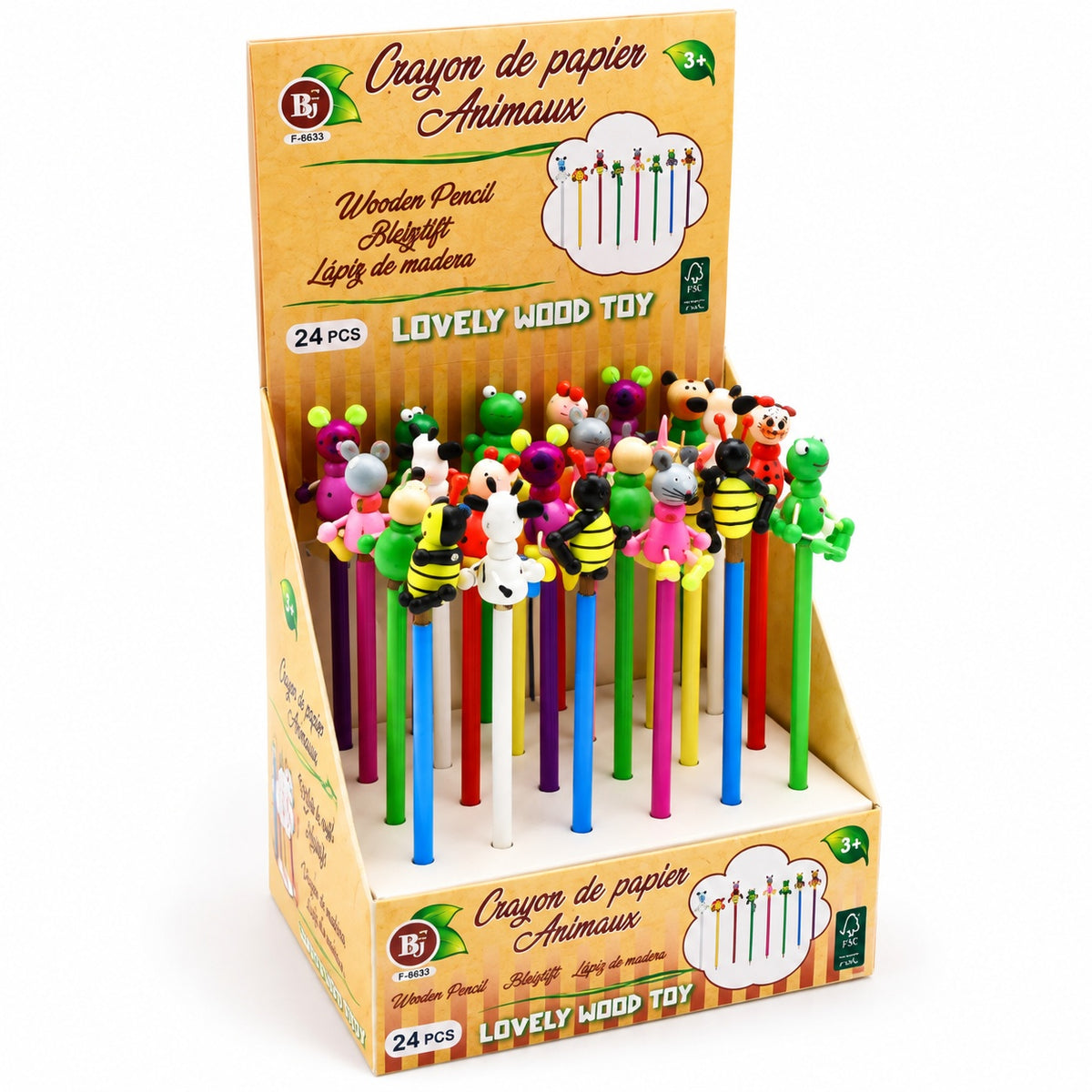 Animal Pencil with Wooden Figure Topper 22.5 cm - studio photo