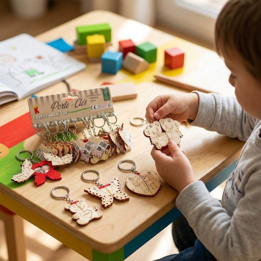 Paintable Wooden Photo Frame Keychain DIY Craft - lifestyle photo