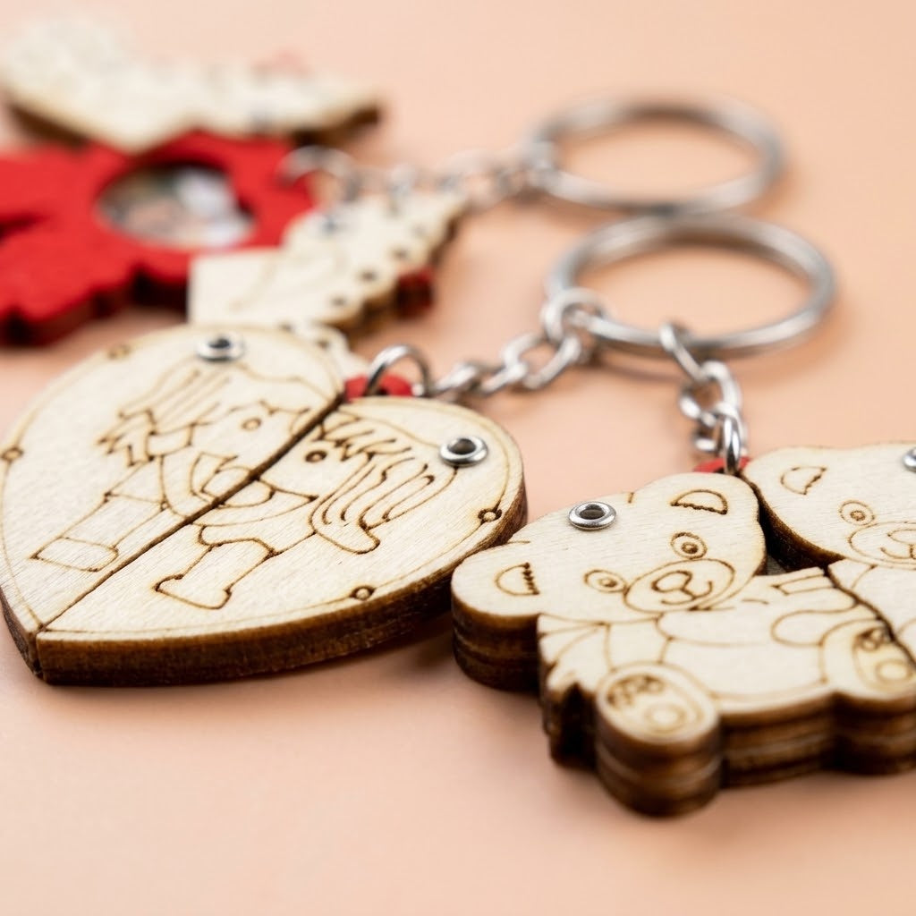 Paintable Wooden Photo Frame Keychain DIY Craft - close-up