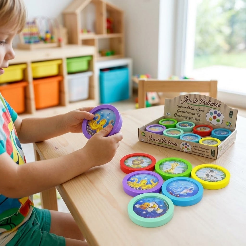 Wooden Maze Puzzle Game 7 cm Ball Patience Game - lifestyle photo