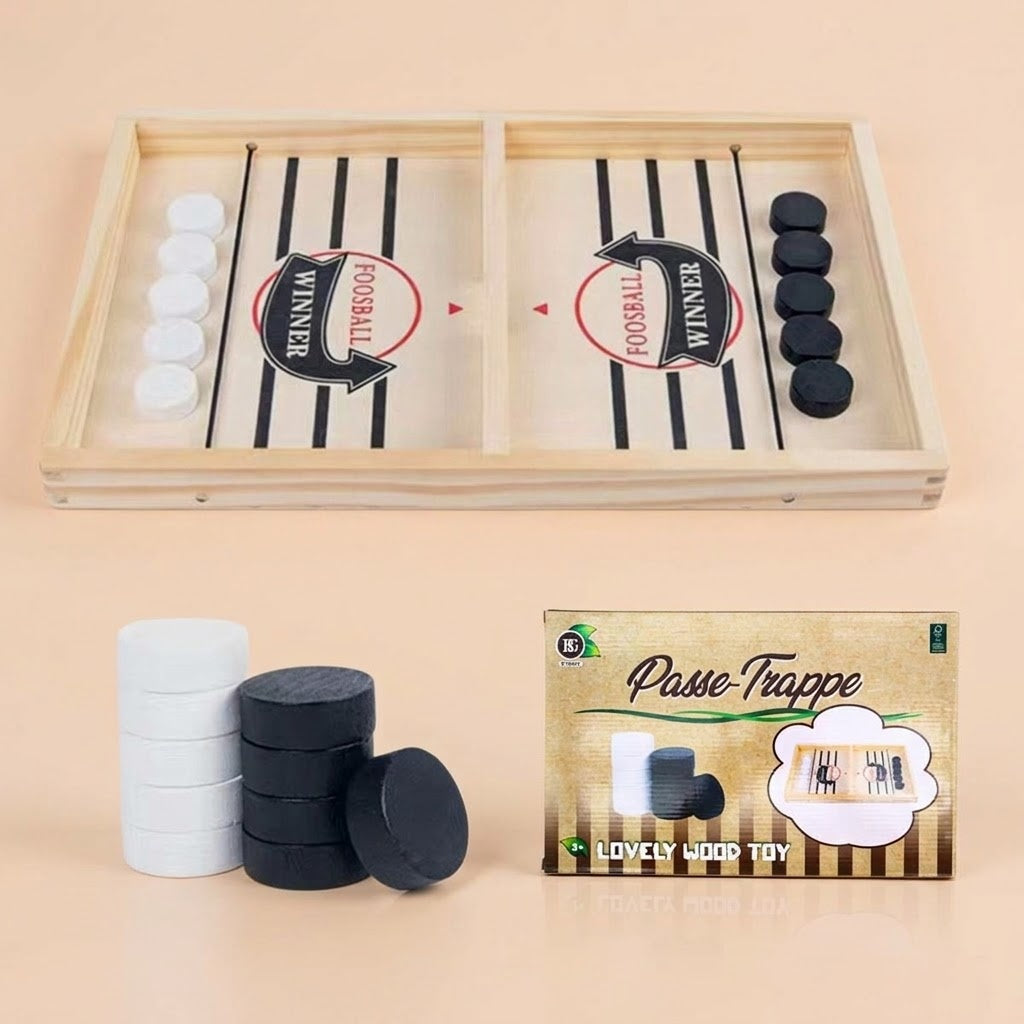 Wooden Sling Puck Game Catapult Table Game - studio photo
