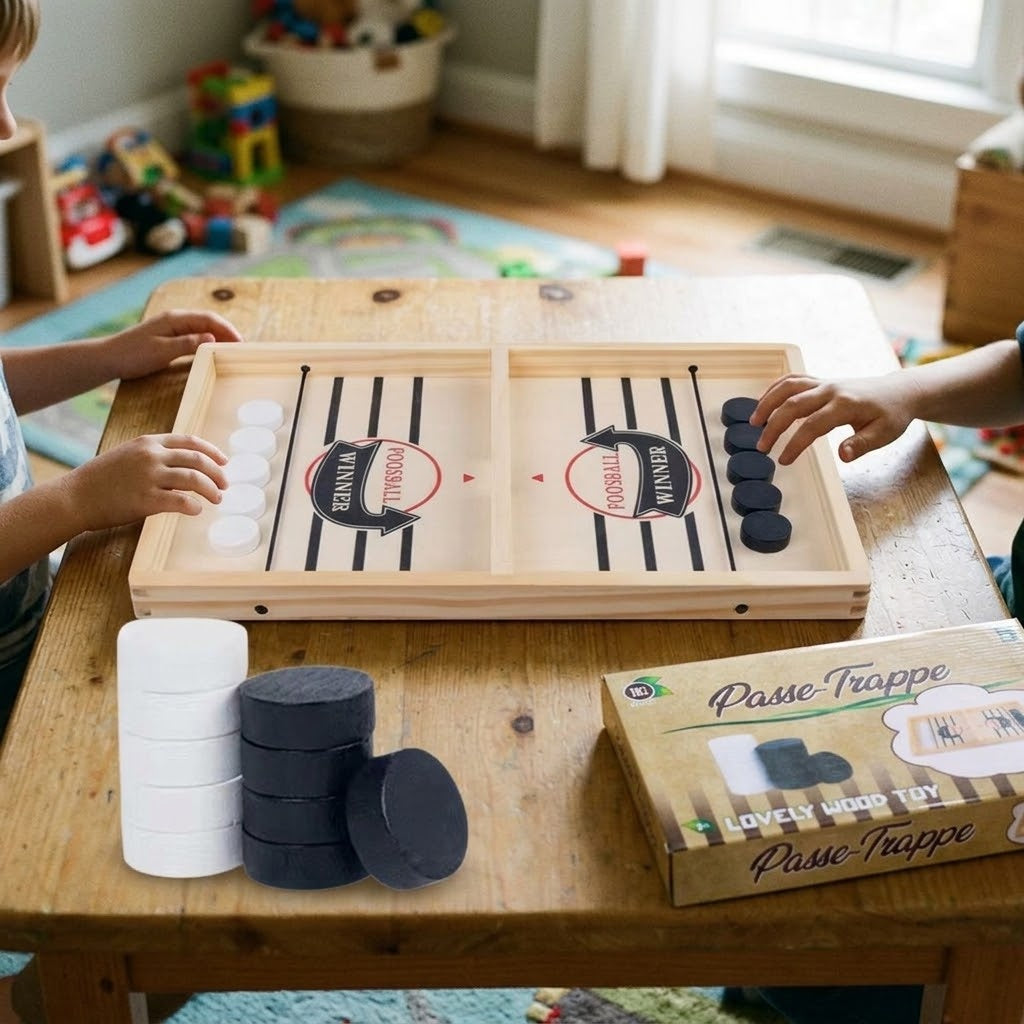 Wooden Sling Puck Game Catapult Table Game - lifestyle photo