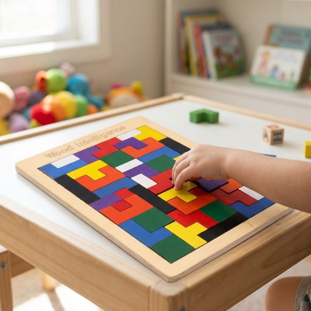 Wooden Tangram Mosaic Puzzle 40 Pieces 18 x 27 cm - lifestyle photo