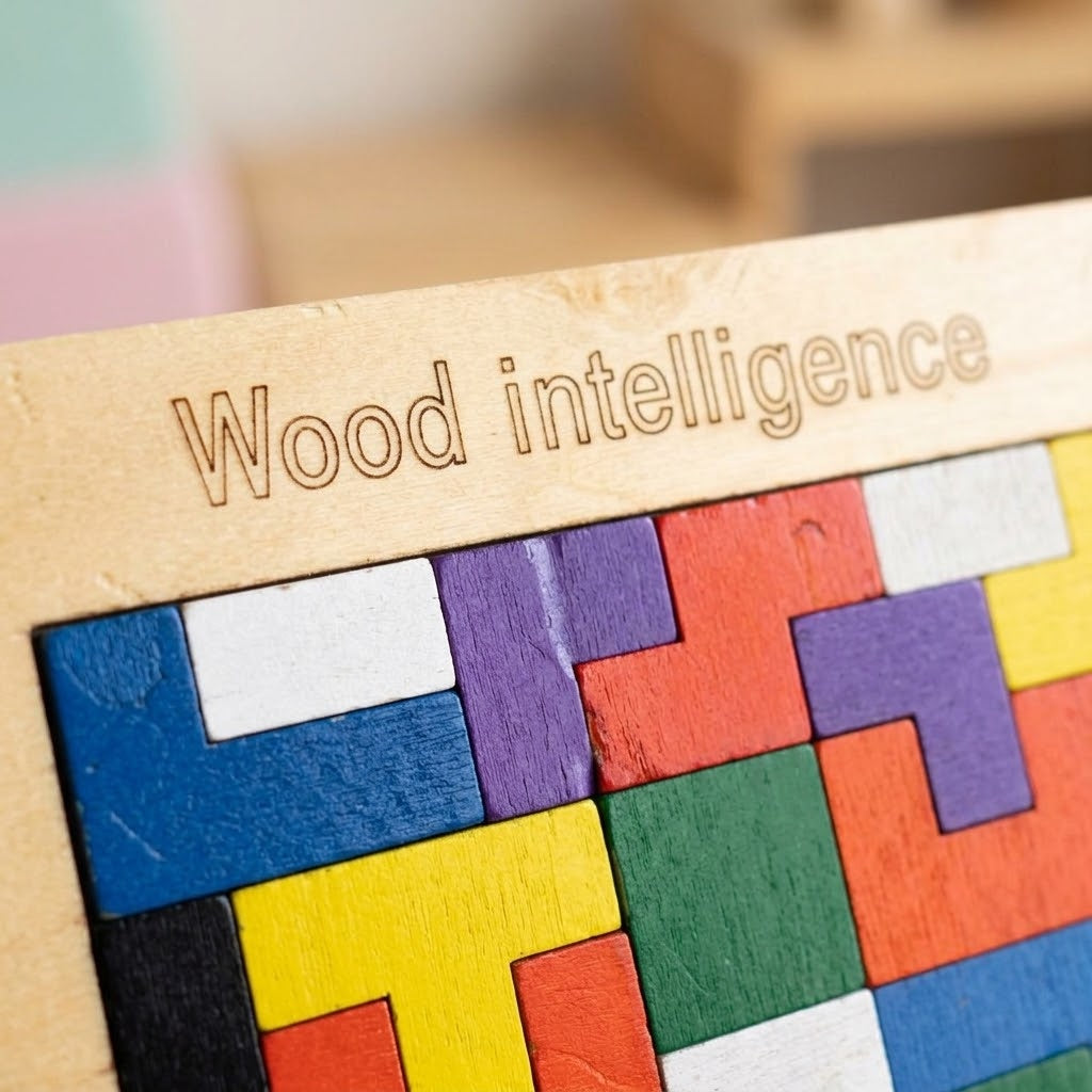 Wooden Tangram Mosaic Puzzle 40 Pieces 18 x 27 cm - close-up