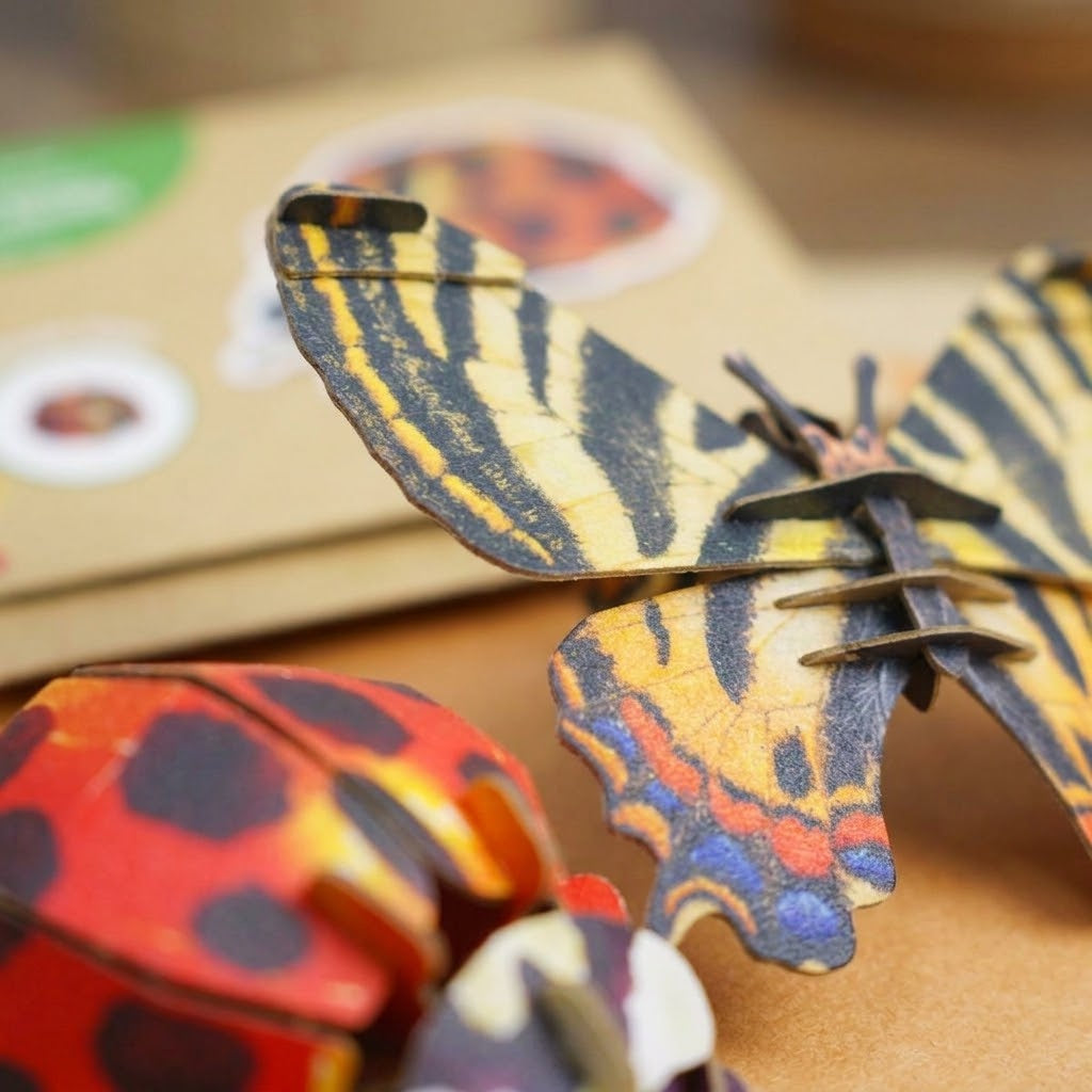 3D Kraft Puzzle Butterfly or Ladybird Eco Craft - close-up
