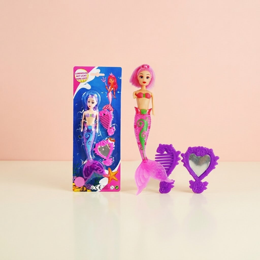 Light-Up Mermaid Doll 22 cm with Comb and Mirror - studio photo