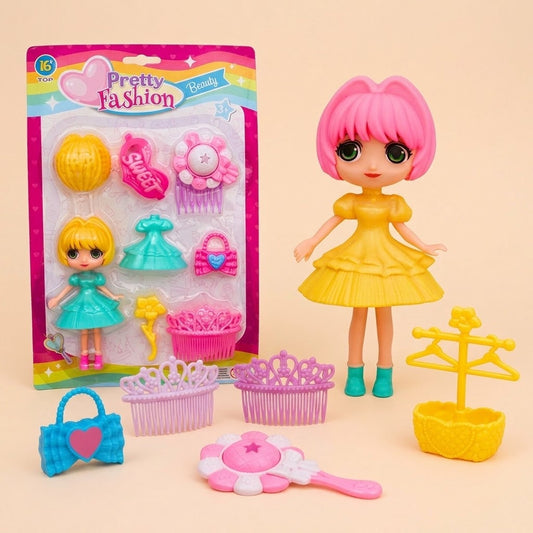 13 cm Doll Playset with 7 Accessories - studio photo