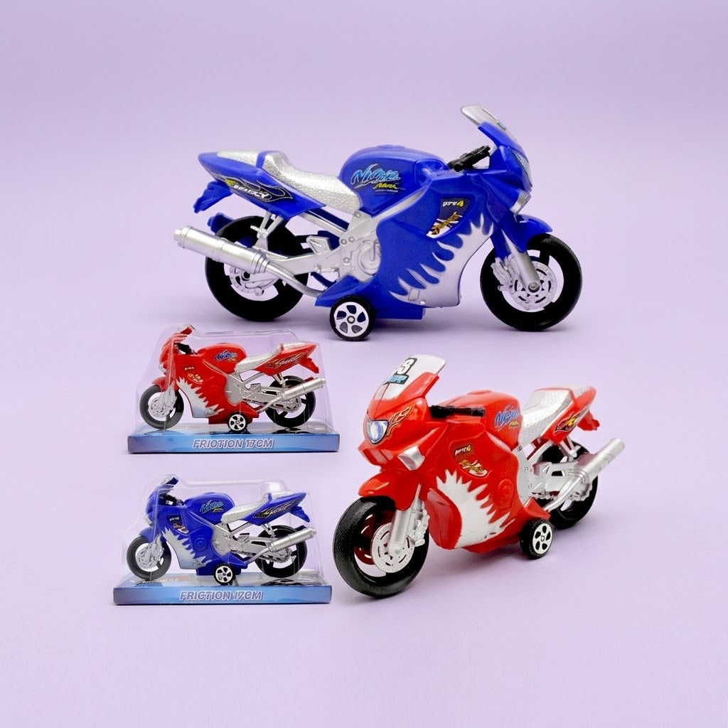 Friction Motorbike Toy 17 cm Transparent Shell - studio photo