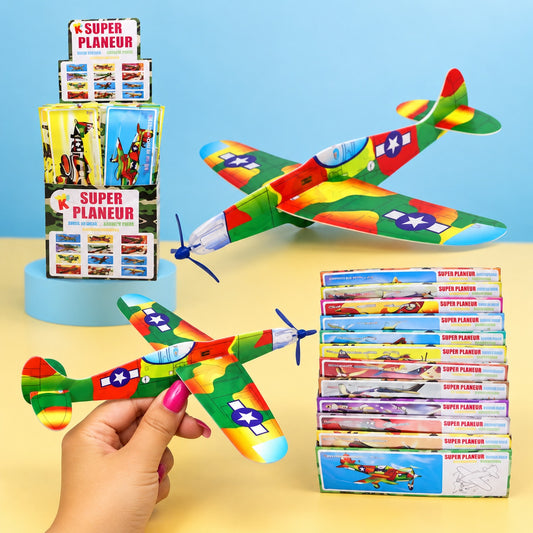 Styrofoam Glider Plane with Propeller 18 x 19 cm - studio photo