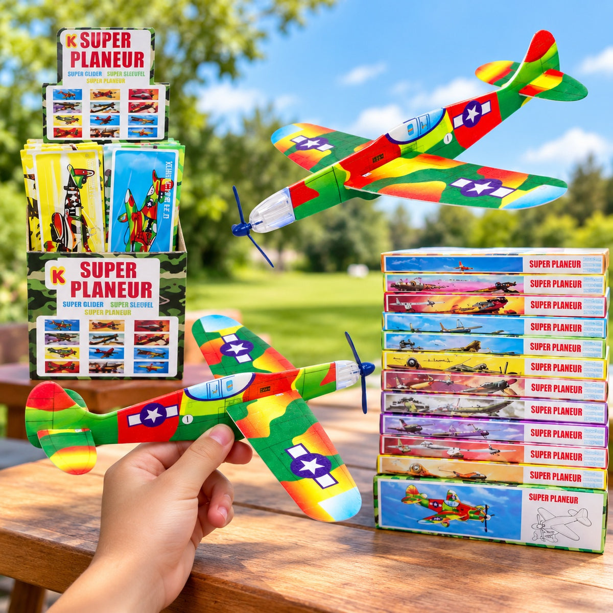 Styrofoam Glider Plane with Propeller 18 x 19 cm - lifestyle photo