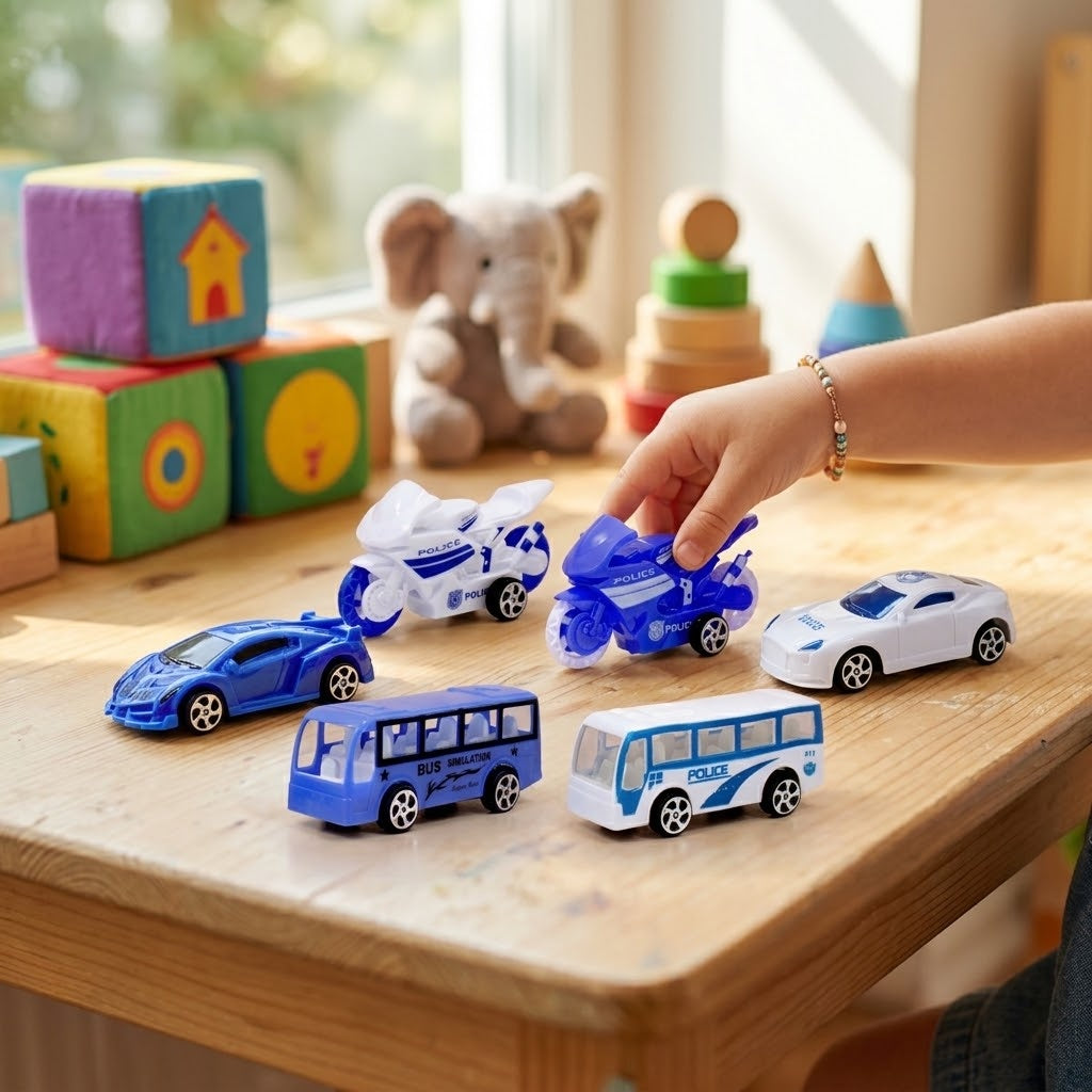 Pull Back Police Vehicle Toy Police Car 9 cm - lifestyle photo