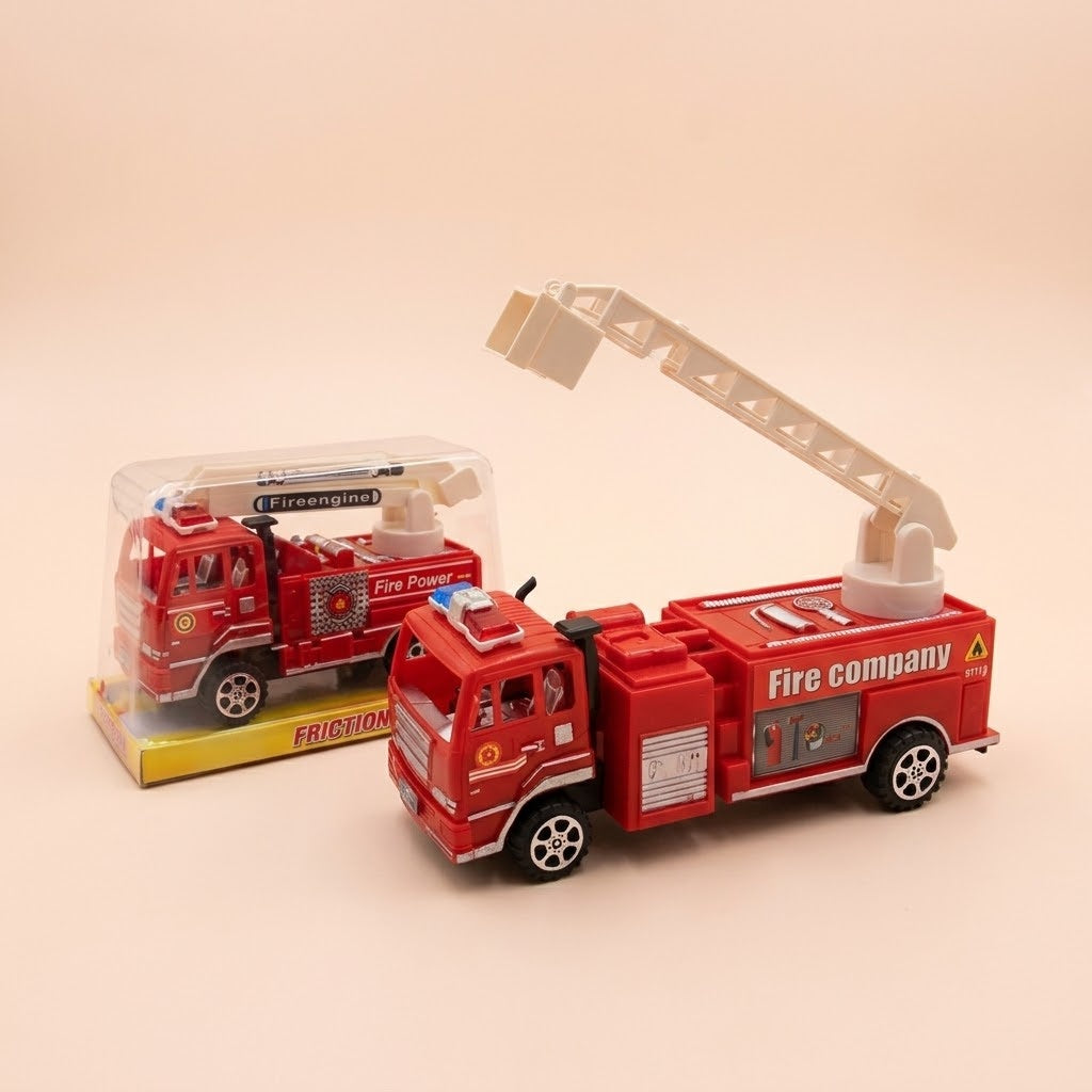Friction Fire Truck Toy 17 cm in Display Dome - studio photo