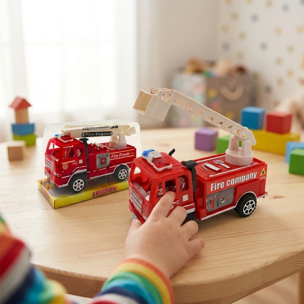 Friction Fire Truck Toy 17 cm in Display Dome - lifestyle photo