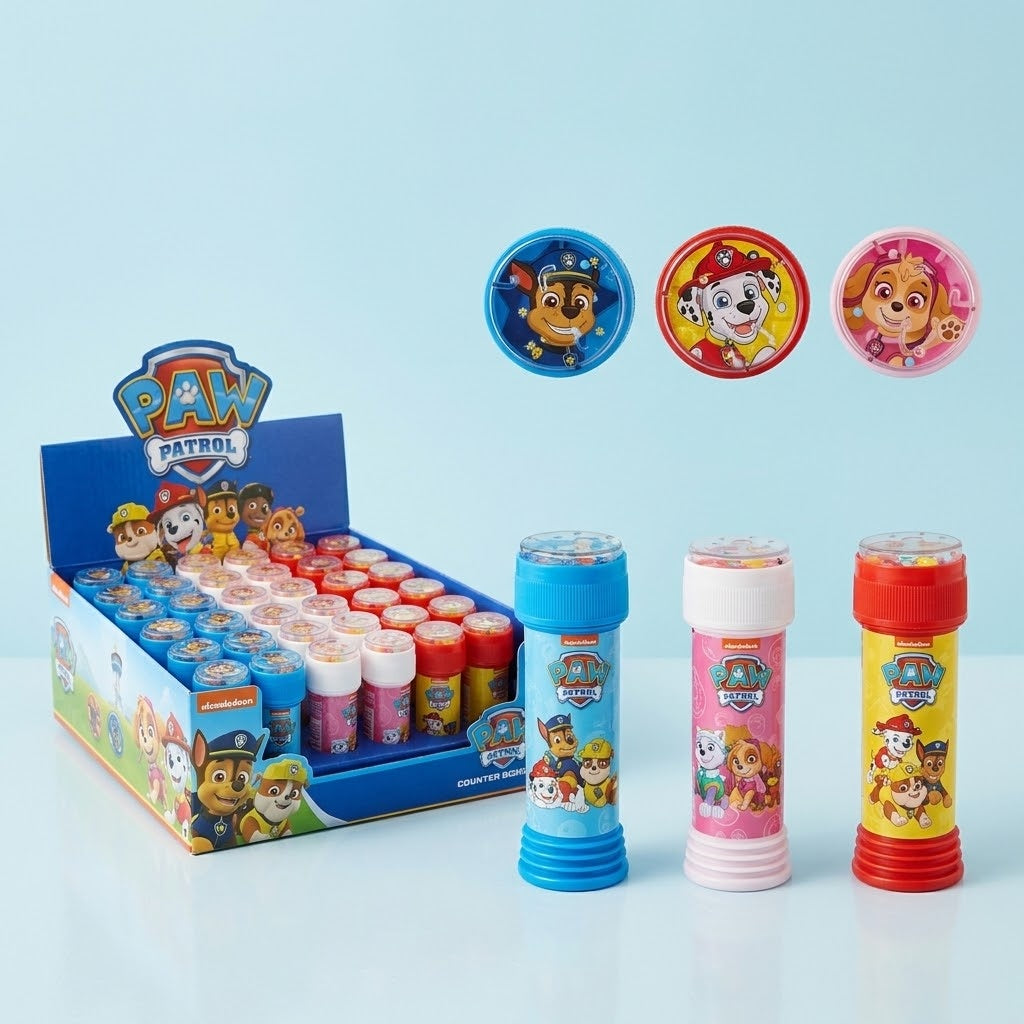 Paw Patrol Soap Bubbles 60 ml Tube with Maze Game Cap - studio photo