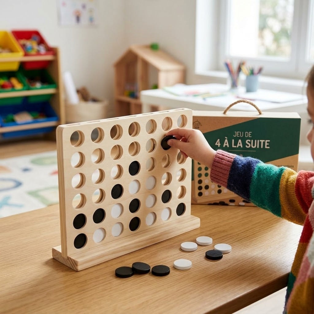 Wooden Four in a Row Game Classic Strategy Game - lifestyle photo