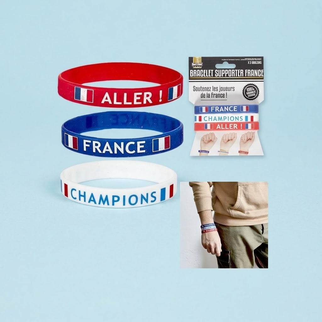 France Supporter Silicone Bracelet Football Fan - studio photo