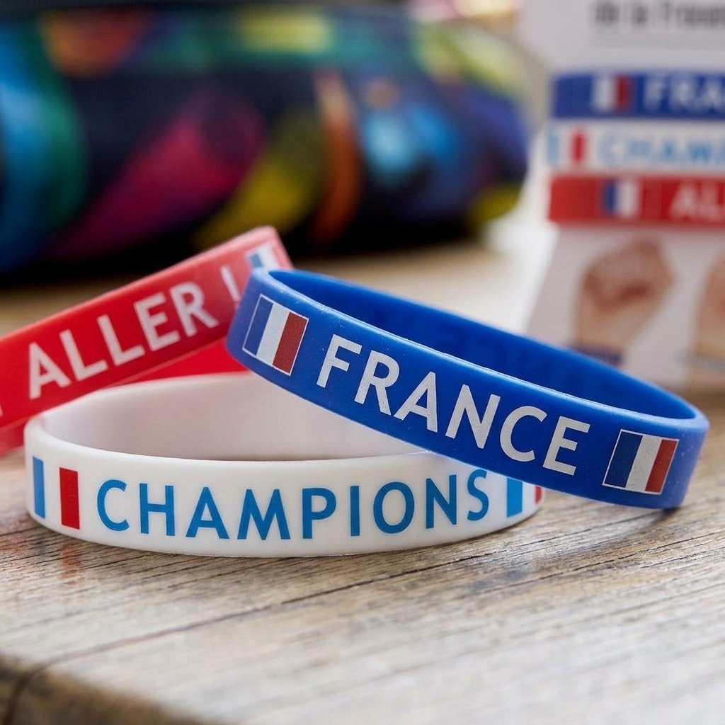 France Supporter Silicone Bracelet Football Fan - close-up