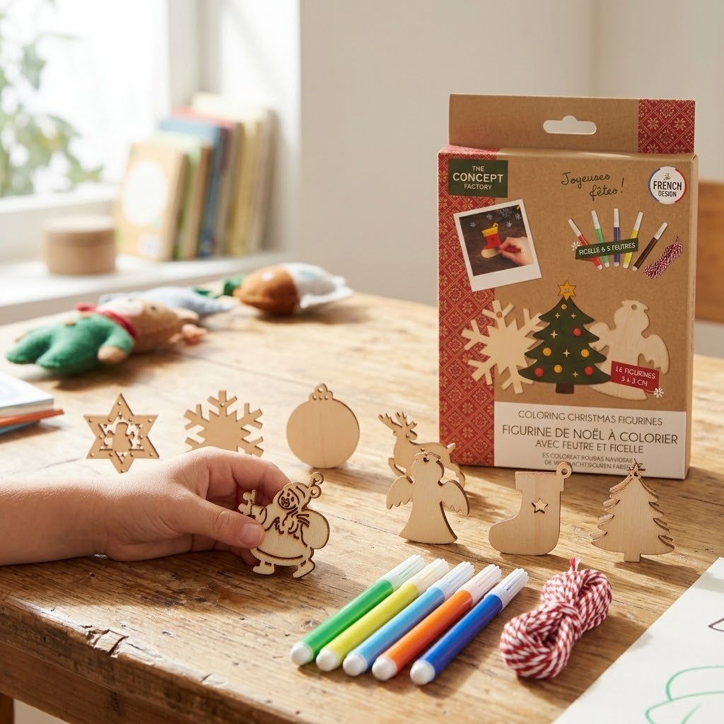 Wooden Christmas Figures to Colour Set of 16 - lifestyle photo