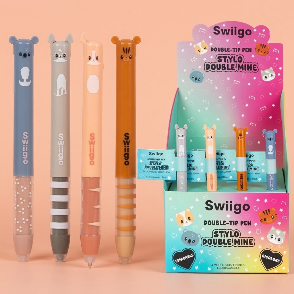 Kawaii Animals Double-Tip Erasable Gel Pen - studio photo