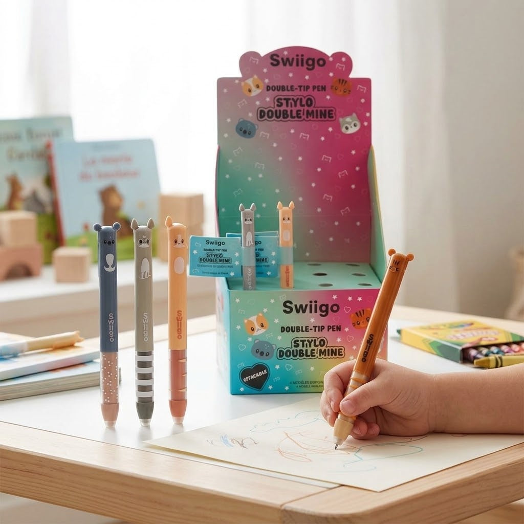 Kawaii Animals Double-Tip Erasable Gel Pen - lifestyle photo