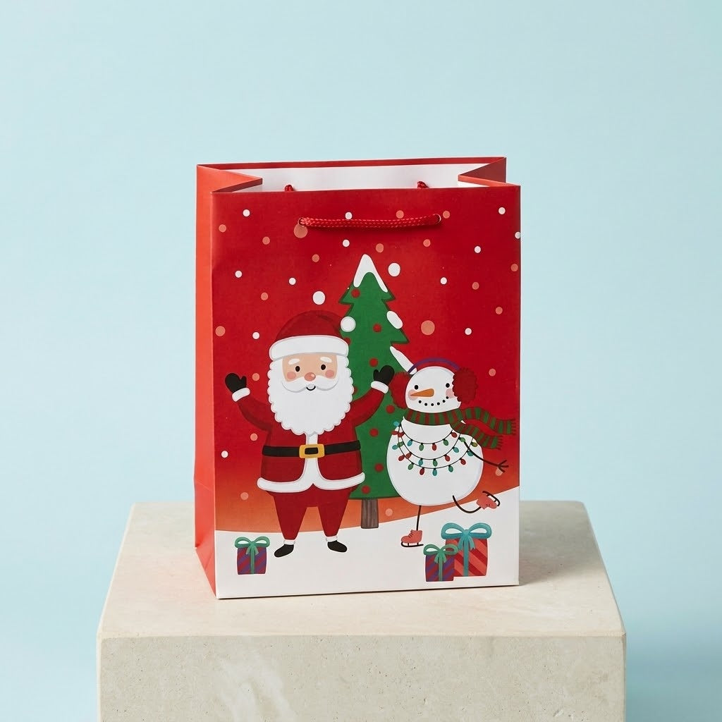 Santa Claus Paper Gift Bag with Handles 17 x 12.5 cm - studio photo