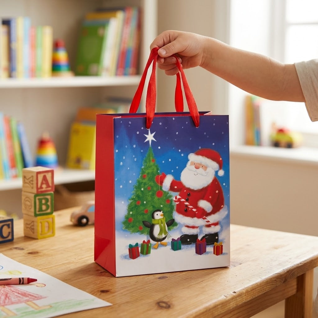Christmas Paper Gift Bag with Handles 17 x 12.5 cm - lifestyle photo