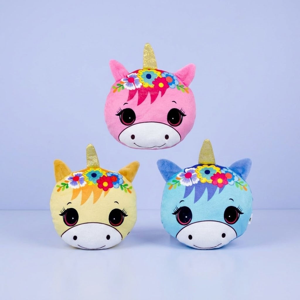 Unicorn Head Plush Toy Soft Cushion - studio photo
