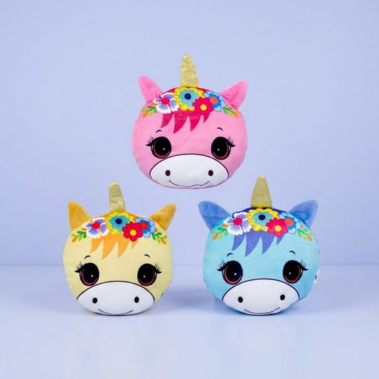 Unicorn Head Plush Toy Soft Cushion - studio photo
