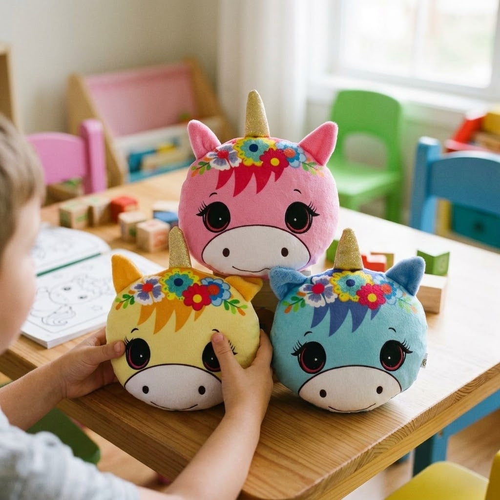 Unicorn Head Plush Toy Soft Cushion - lifestyle photo