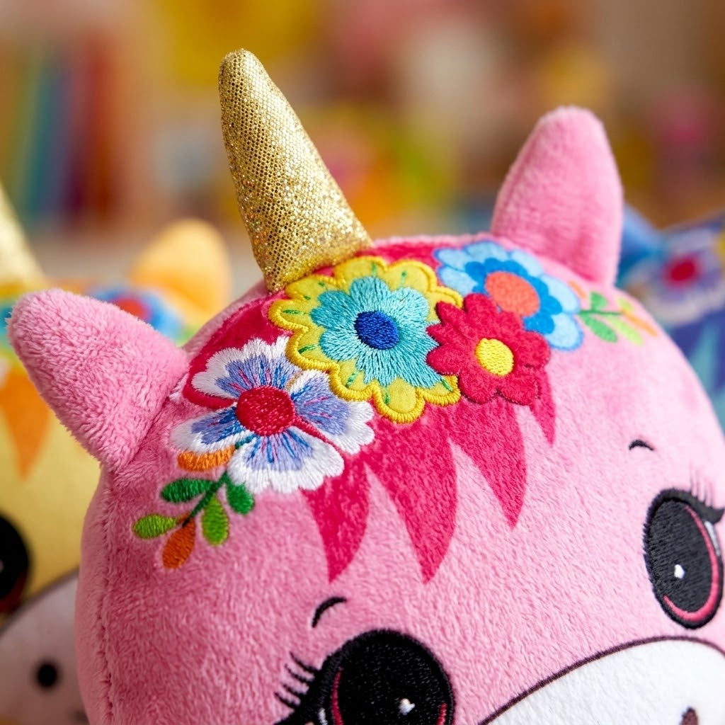 Unicorn Head Plush Toy Soft Cushion - close-up