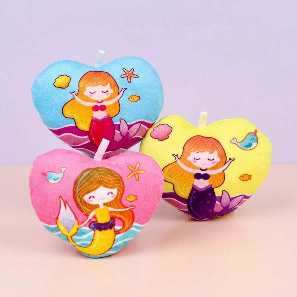 Mermaid Heart Plush Cushion Heart-Shaped Soft Toy - studio photo